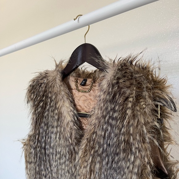 Printed Peacock-faux fur teddy vest jacket coat winter chic winter express - Picture 6 of 15